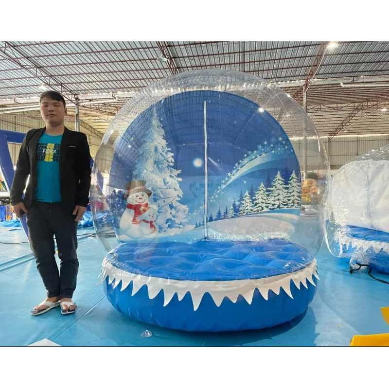 Wholesale 3m Christmas Background Wall Snow Globe Giant Inflatable Snow Globe Photo Booth with Base