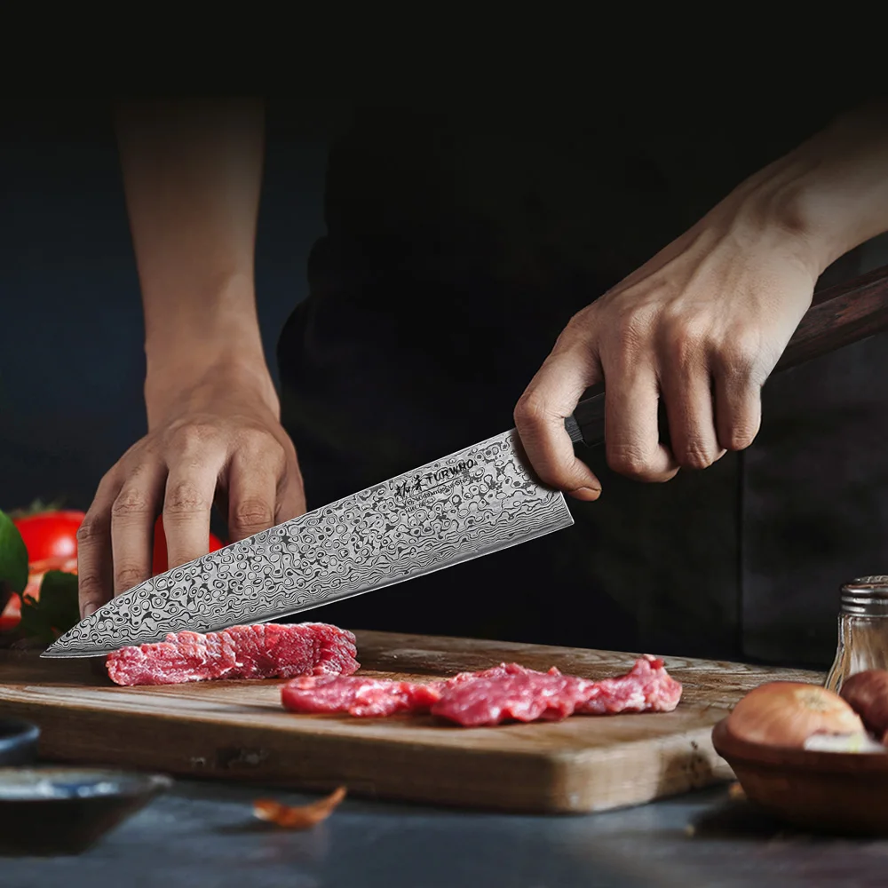 Imagem -03 - Turwho 13 Peças Japonês Gyuto Kiritsuke Nakiri Faca Mão Forjada Chef Faca Vg10 Núcleo Real Damasco Facas de Cozinha Aço Conjunto