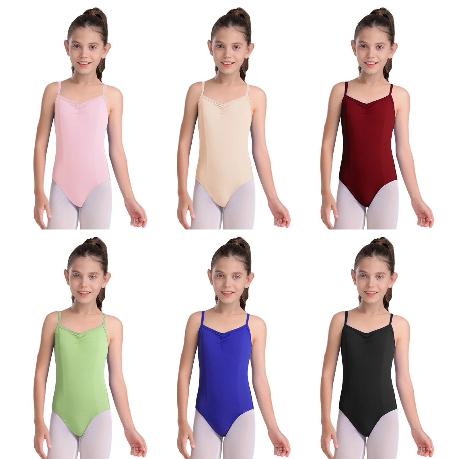 ملابس رقص الباليه المسامية للفتيات مع أشرطة قابلة للتعديل وظهر على شكل حرف V لممارسة رقص الباليه واليوجا والفحصات #5