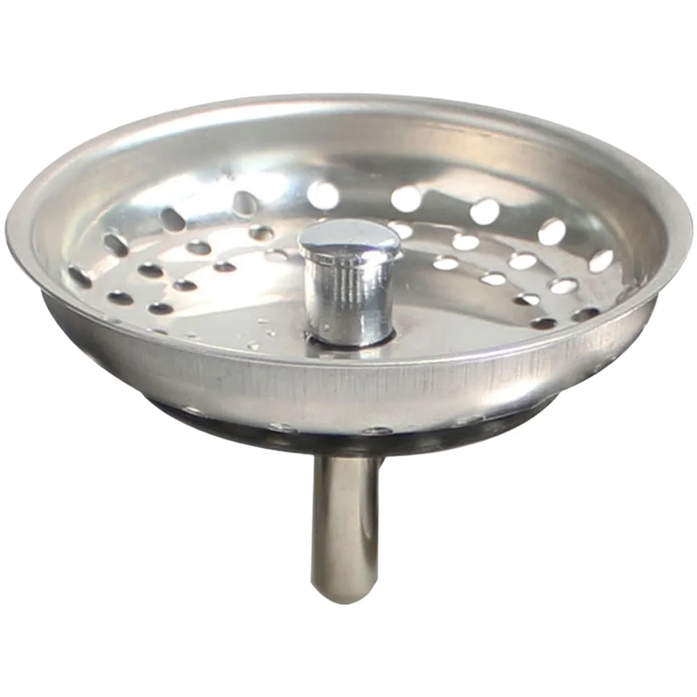 1Pcs Stainless Steel Sink Strainer 80mm SUS304 Kitchen Filter Drain Cover With Rubber Gasket For Home Plumbing Fixtures