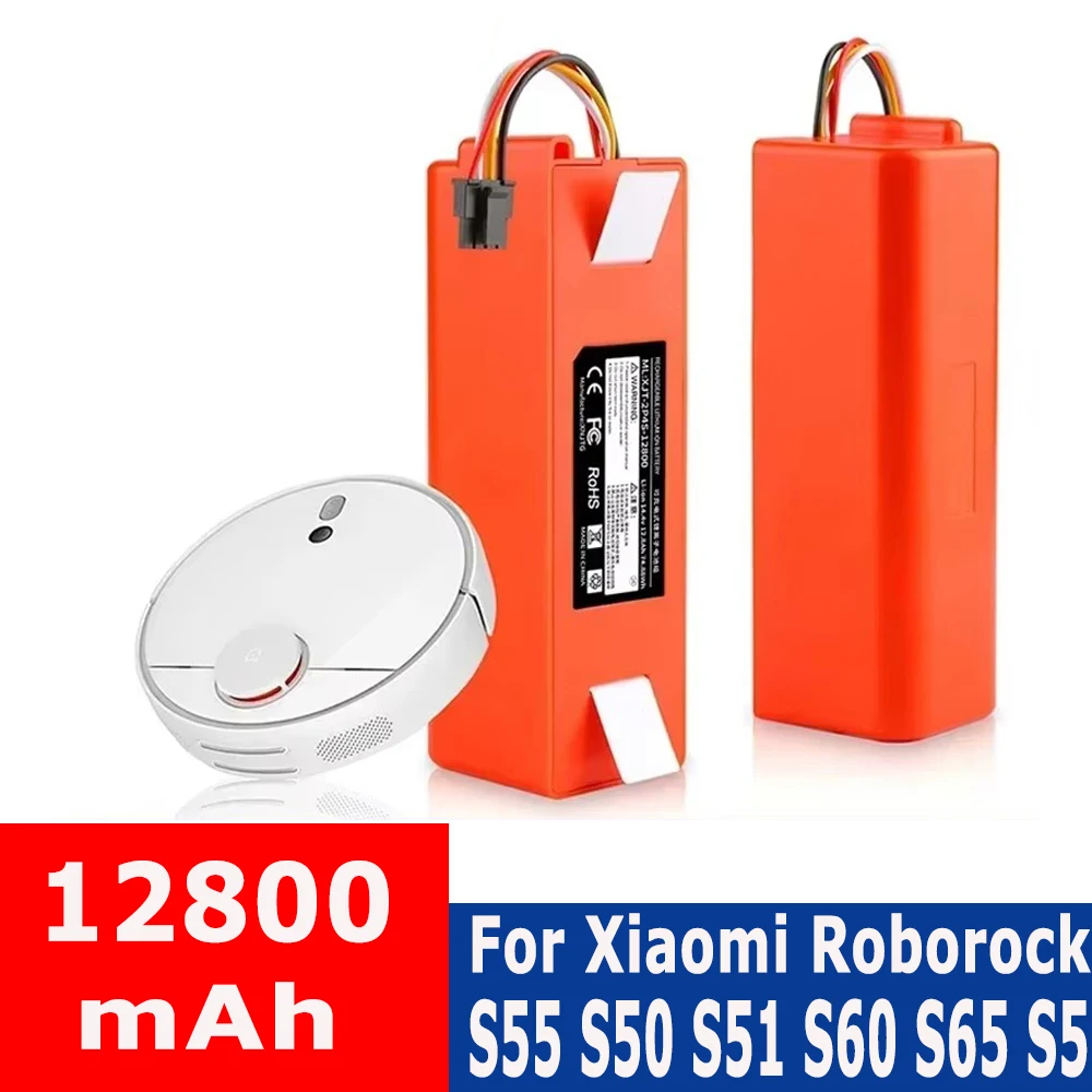 14.4V 5200-12800mAh Robotic Vacuum Cleaner Replacement Battery For Xiaomi Roborock S55 S60 S65 S50 S51 S5 MAX S6 Parts