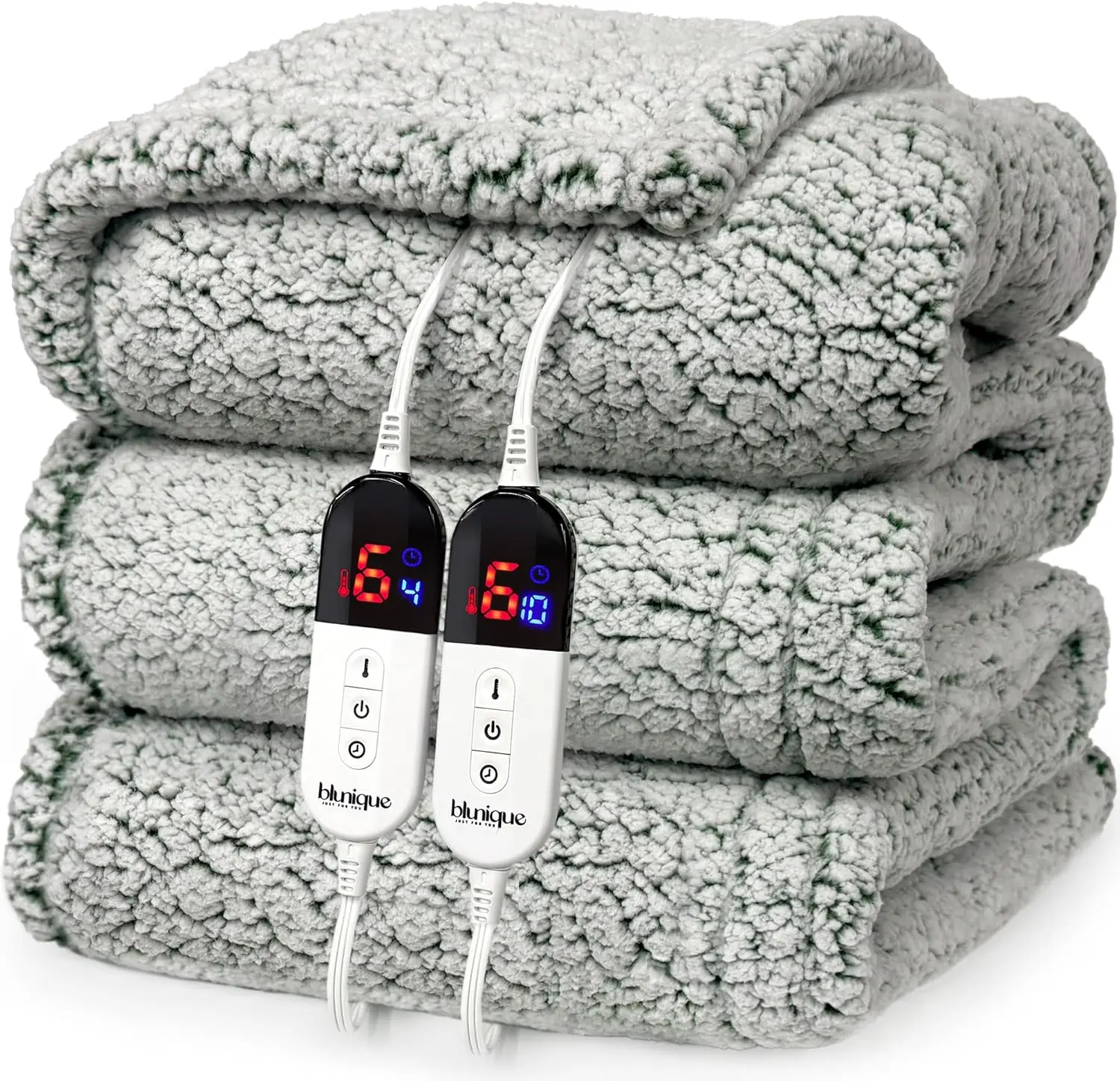 

Heated Blanket Electric Blanket King - Fast Heating Blanket Throw Dual Control Double Sided Sherpa with 6 Heating Levels
