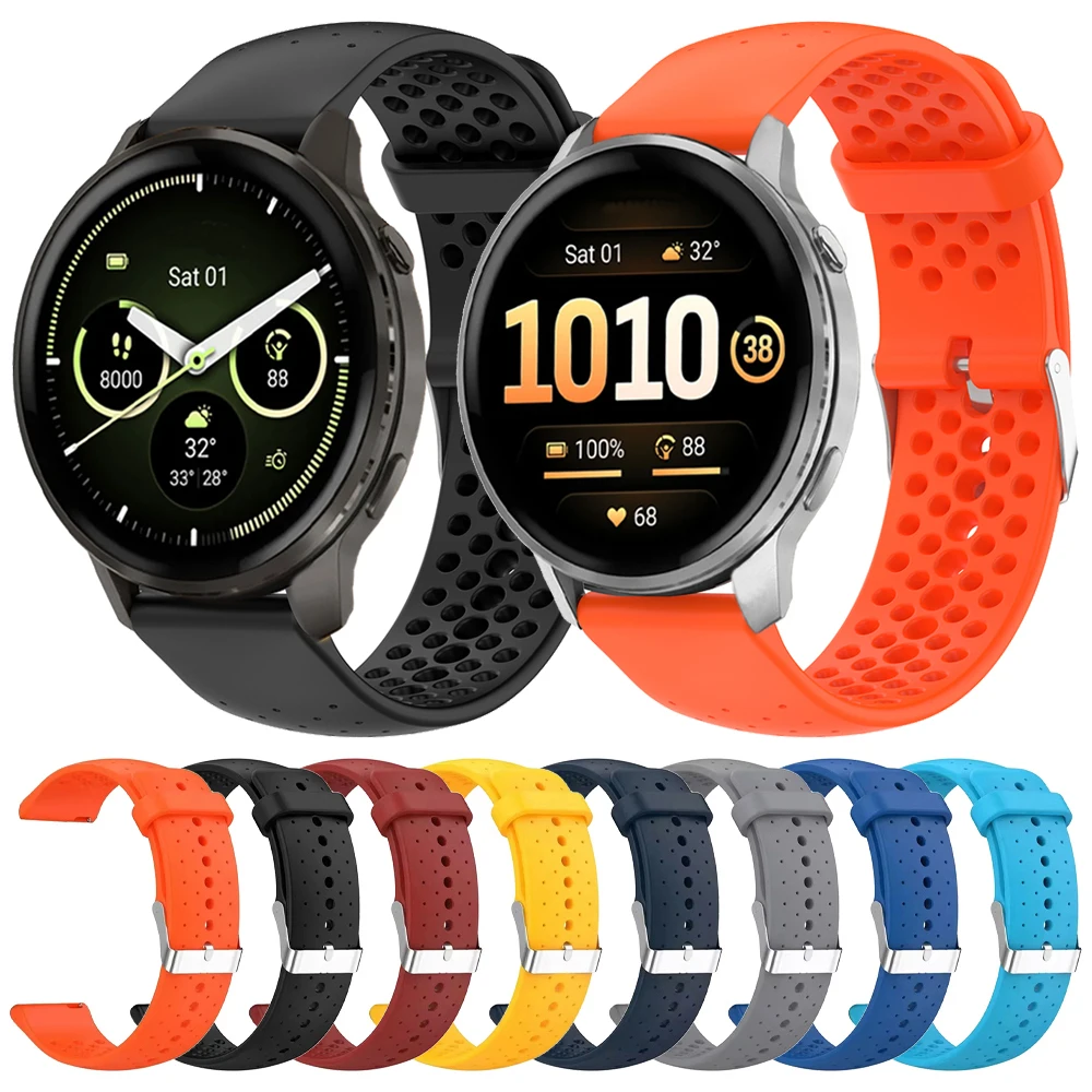20 22 mm atmungsaktives Gummiband für Garmin Venu 4 45 mm 3 Sq 2 Band für Garmin Vivoactive 6 5 Forerunner 265 255 165 570 Armband