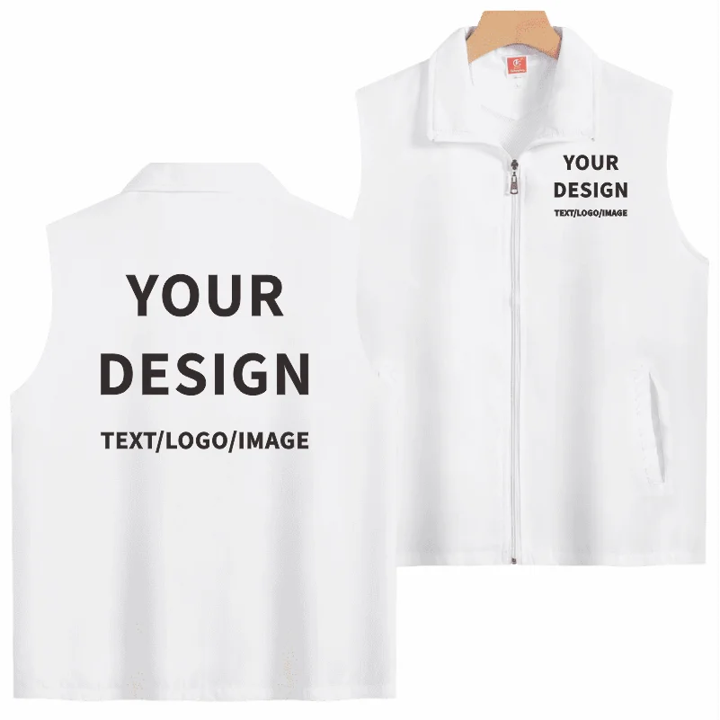 Fashion Vest Custom Logo Solid Color Sleeveless Vest Embroidery Company Team Brand Design Thin Charity Vest Print Pattern Text