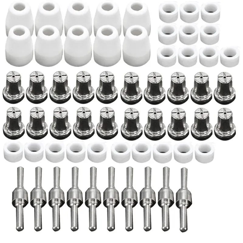 AAAF 120Pcs PT31 Plasma Cutter Electrode Tips Cup Consumables Extended Nickel Plated Kit For HYC45D HYC50D CUT50 PLC50D