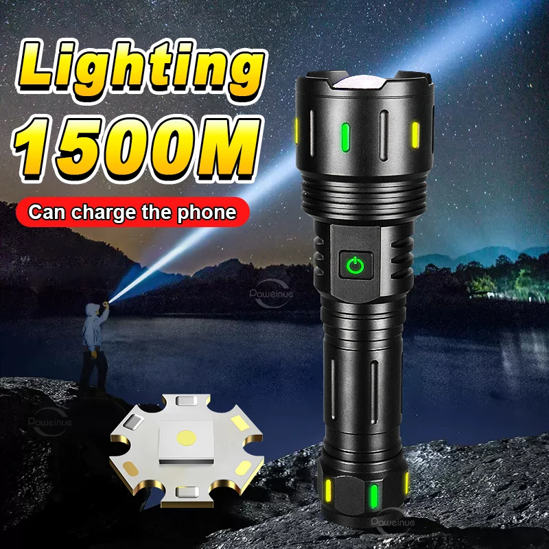 recarregavel de alta potencia levou lanterna long shot tocha 1500 metros luz do flash poderoso lanterna de acampamento usb laser branco novo 2023 01