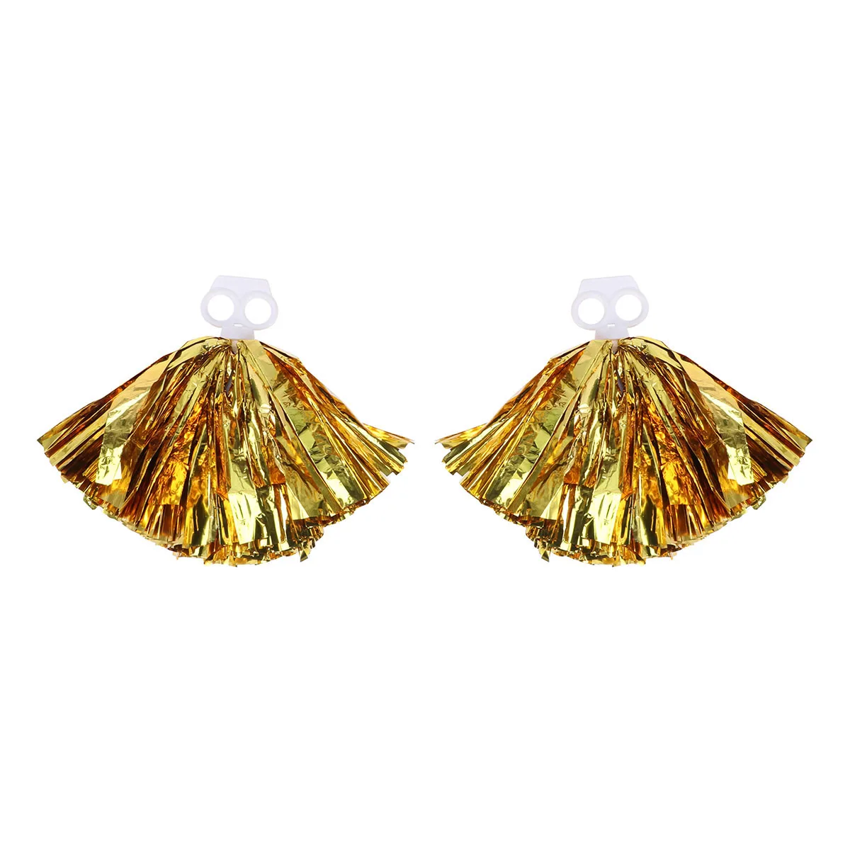 

2 pcs Cheerleading Pom Poms Durable Lightweight Plastic Ring Gold College Sports Events Basketball Tennis
