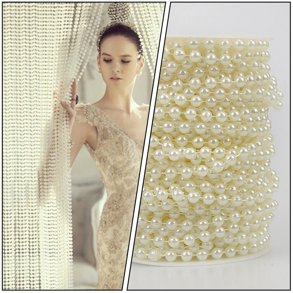 

1 Roll Pearl Curtain Decor Imitated Pearl Chain Hanging Decoration For Home Wedding Party Xmas Diy Room Ornament Beaded Pendant