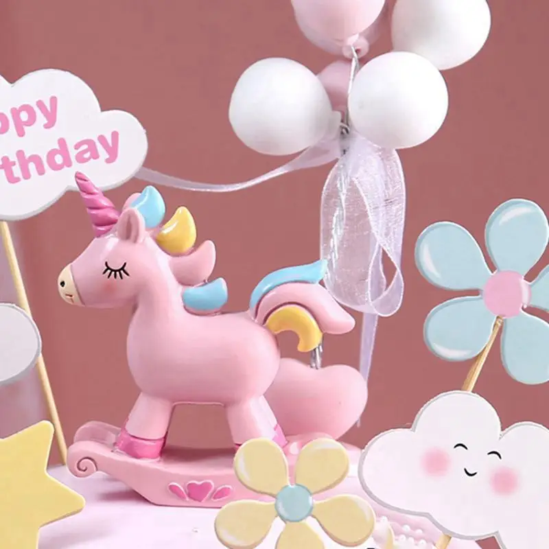 Cartoon Pink Blue Unicorn Cake Topper Rainbow Birthday Party Decor Kids Girl Boy Baby Shower Cake Gifts Wedding Cake Decoratings