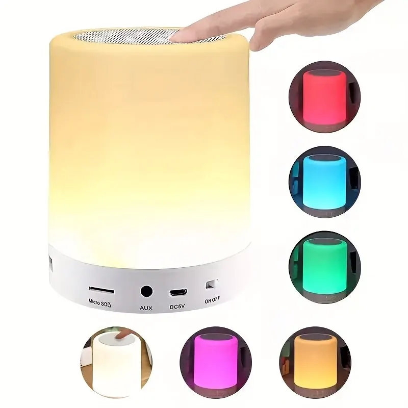 New Bedside Table Lamp Wireless Bluetooth with Speaker Touch Light Colorful LED Night Dimming Atmosphere Table Lamp for Kid Gift