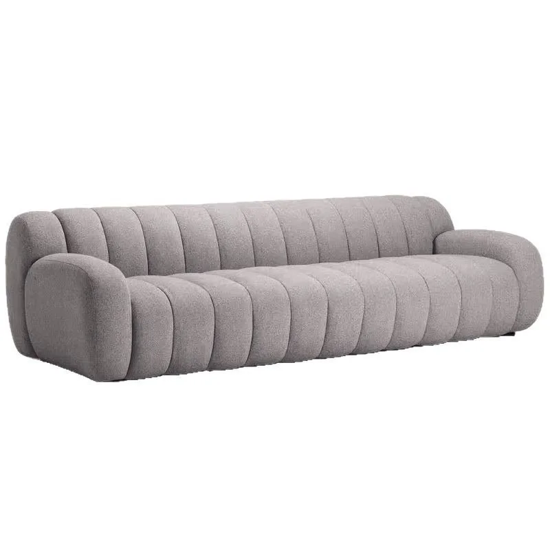 Modern simple fabric sofa, living room small apartment cream wind straight row bread lamb wool three straight row apartment