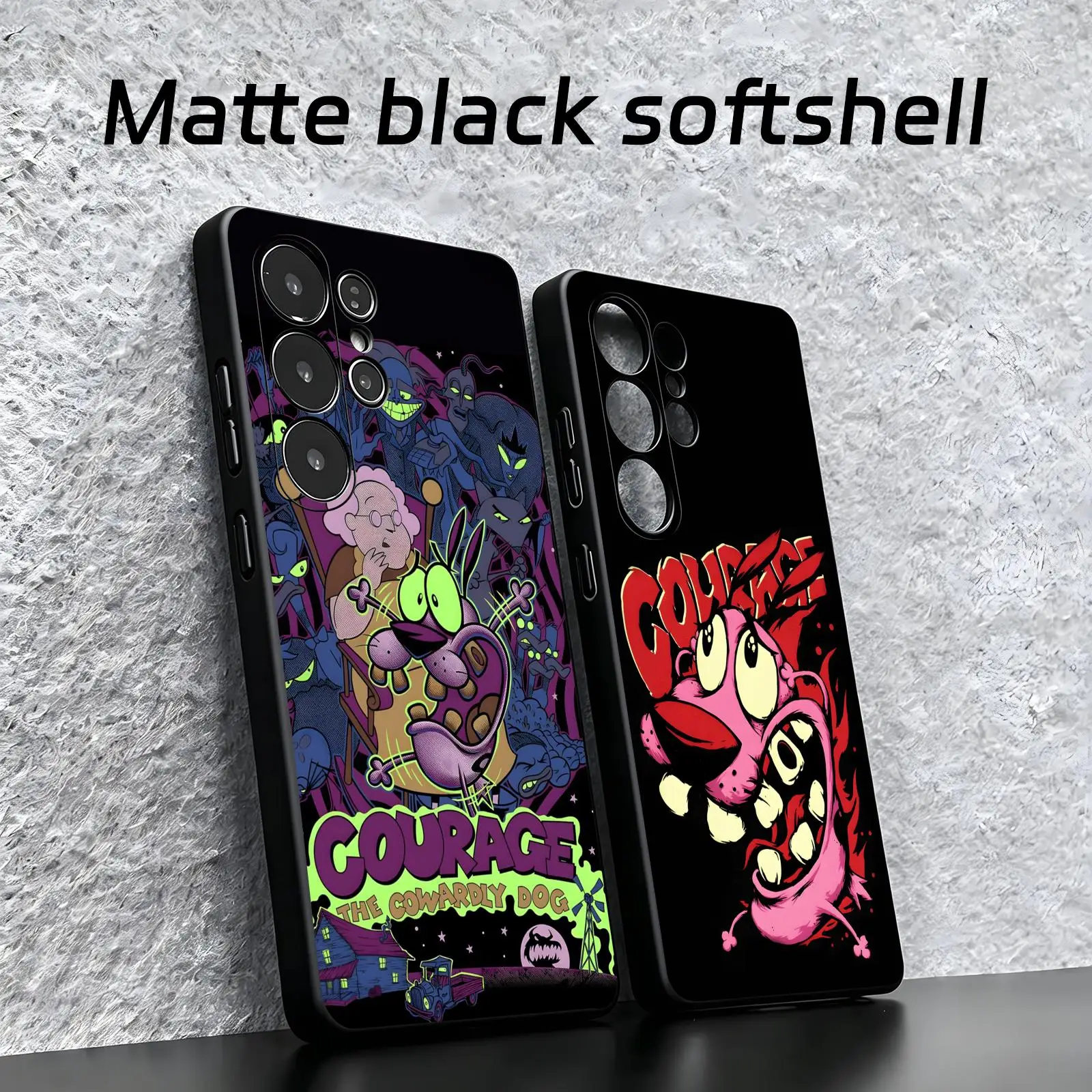 Funda de teléfono Courage the C-Cowardly D-DogS para Samsung S26 S25 S24 S23 S22 S21 S20 Ultra Note20, funda negra suave a prueba de golpes