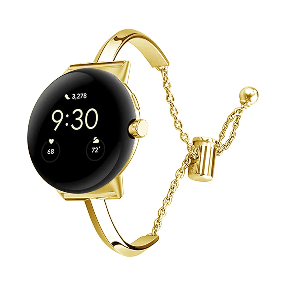 Compatible with Google Pixel Watch 1 metal t-strap Pixel watch 2 snap-chain quick adjustment tool-free women\'s strap