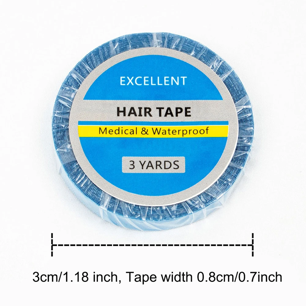1 2 3 5 Roll Super Hair Blue Tape Hair System Tape Double-Sided Adhesive Tape for Hair Extension Lace Wig Toupee 0.8/1CM*3 Yards image 4