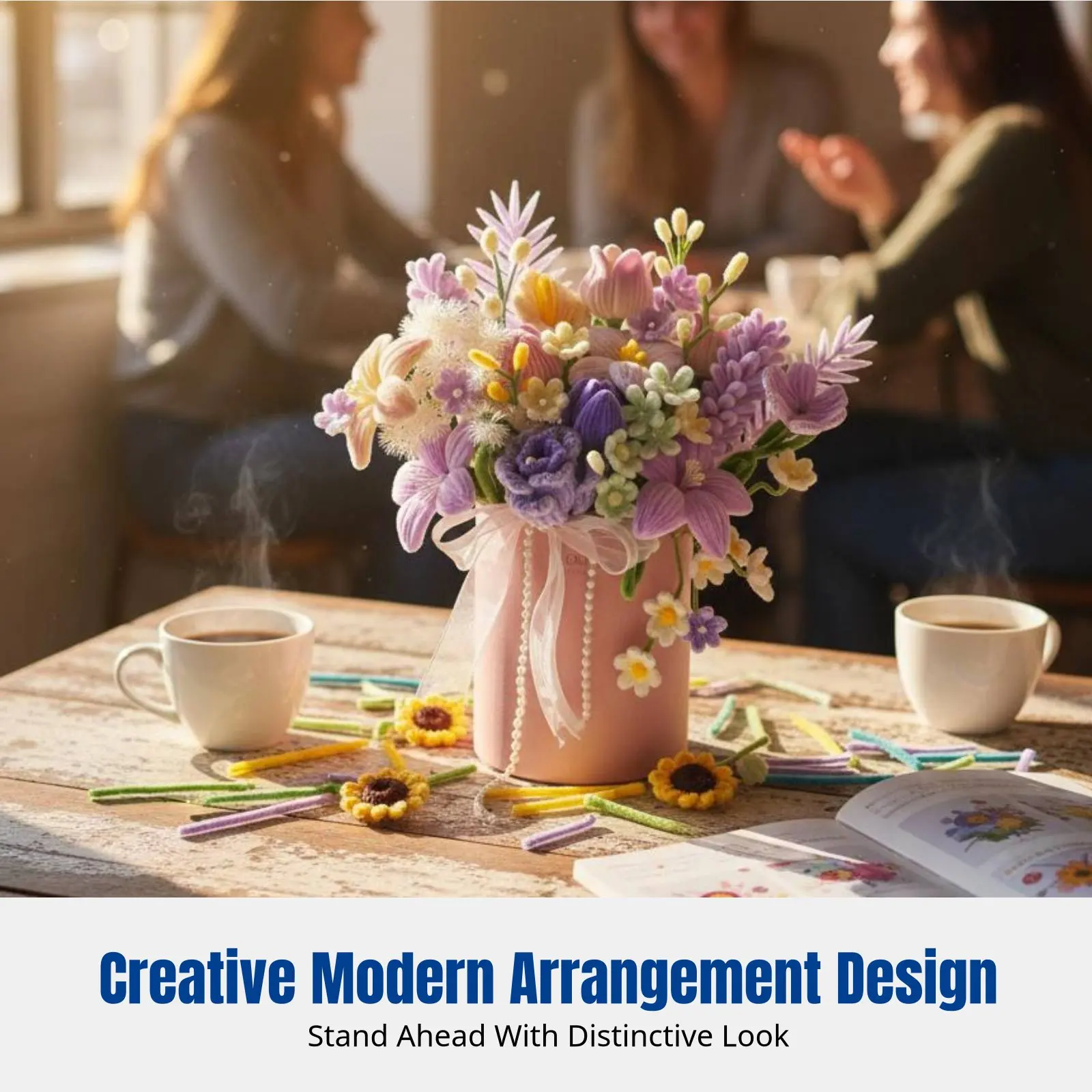 

Twist Flower Arrangement DIY Kit, Handmade Radiant Bloom, Artistic Hug Container Gift for Friends