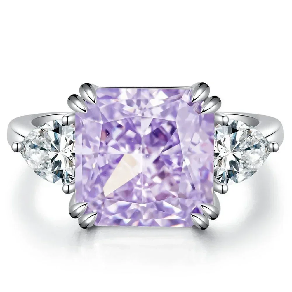 

Женское серебряное обручальное кольцо 5CT с аметистом, розовым, голубым нефритом, морским синим лимоном, ювелирное обручальное кольцо