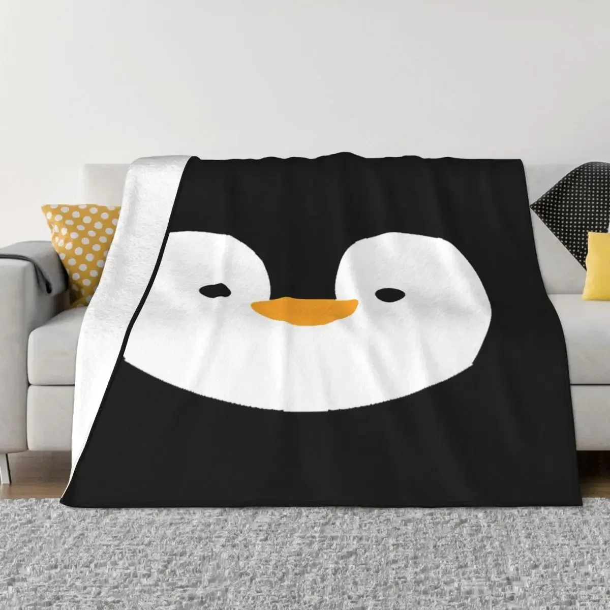 Cute Penguin Face Fuzzy Blanket Cartoon Animal Custom Throw Blankets for Home 150*125cm Rug Piece