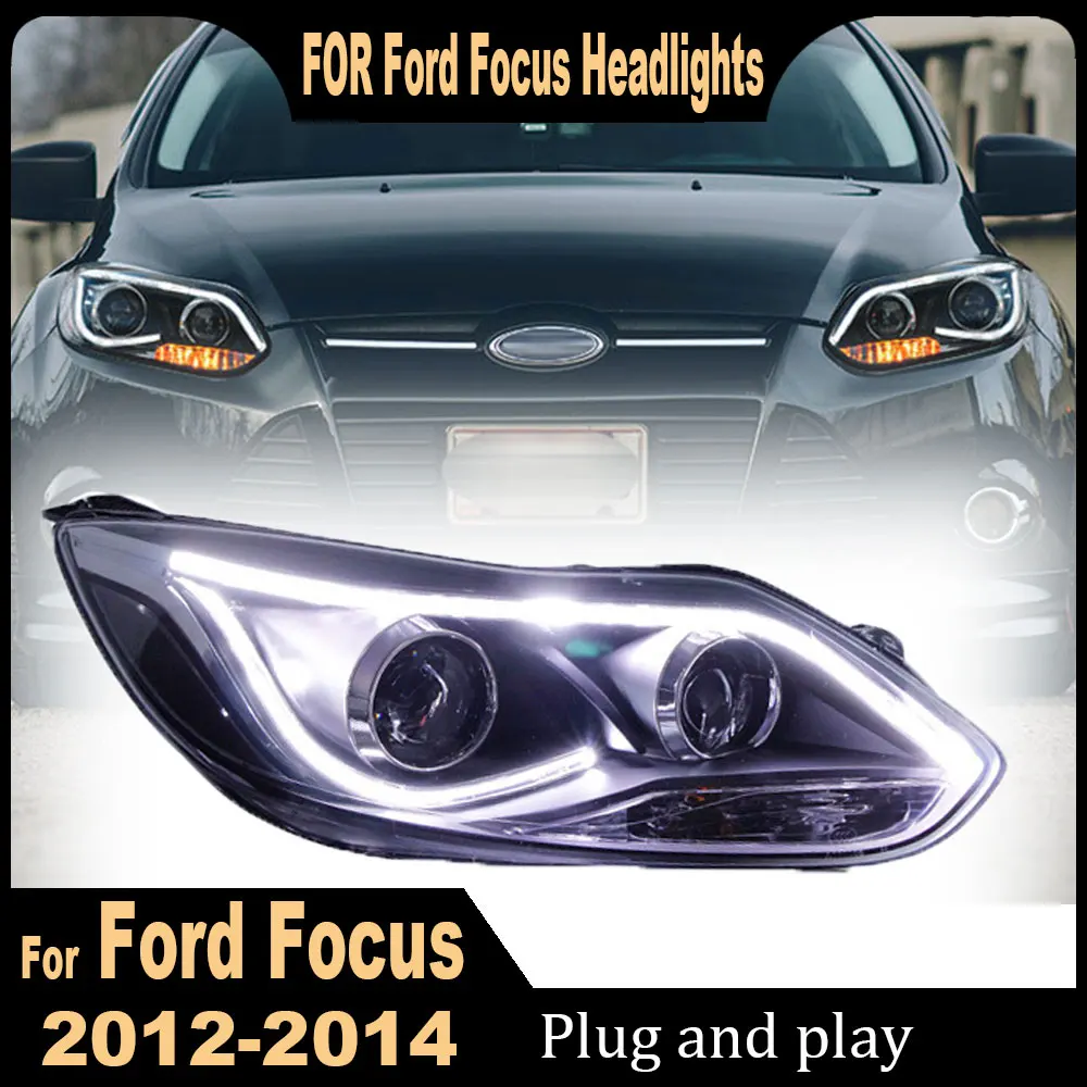 

Car Lights for Ford Focus LED Headlight 2012 2013 2014 Head Lamp Assembly Drl Projector Lens Automotive Accessories Plug and pla