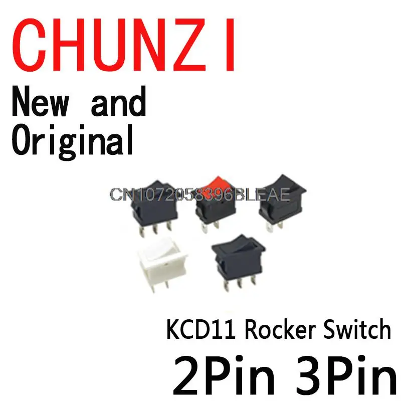 10PCS Push Button Switch 10x15mm 2Pin 3Pin 3A 250V KCD11 Snap-In On Off Boat Rocker Switch 10MM*15MM Black Red White SPST 