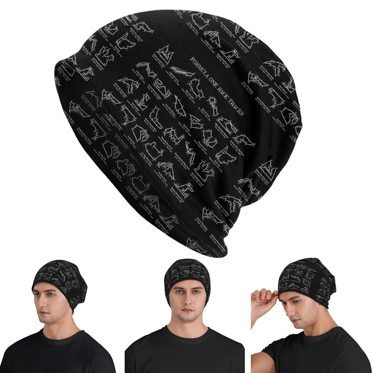F1 Race Tracks Skullies Beanies Hats Warm Autumn Winter Outdoor Cap Knitted Bonnet Caps for Unisex Adult