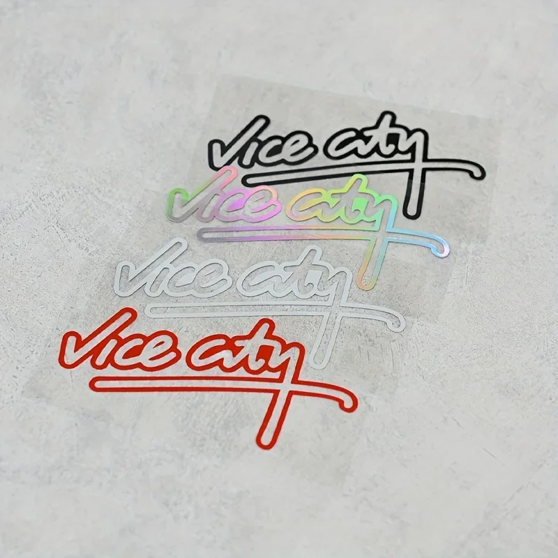 1 peça adesivos de carro "Vice City", decalques de design de logotipo de várias cores, acessórios exclusivos e elegantes para automóveis