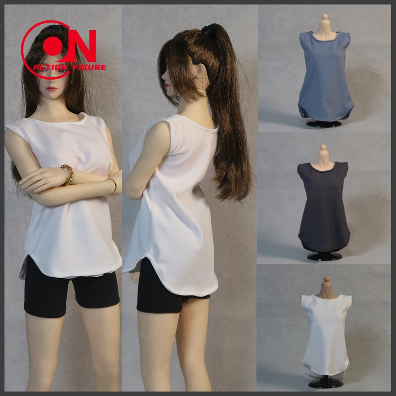 DMTOYS DF079 1/6 Skala Eis Seide Lose Beiläufige Ärmelloses T-shirt Kleidung Modell Fit 12 "Weibliche Soldat Action Figur körper Puppen
