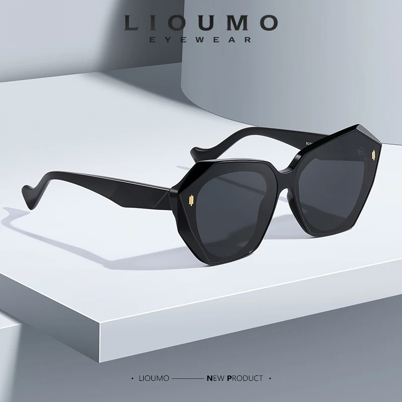 LIOUMO marque de luxe Design lunettes de soleil pour femmes lunettes de mode polarisées hommes Anti-éblouissement lunettes de conduite dégradé thé zonnebril