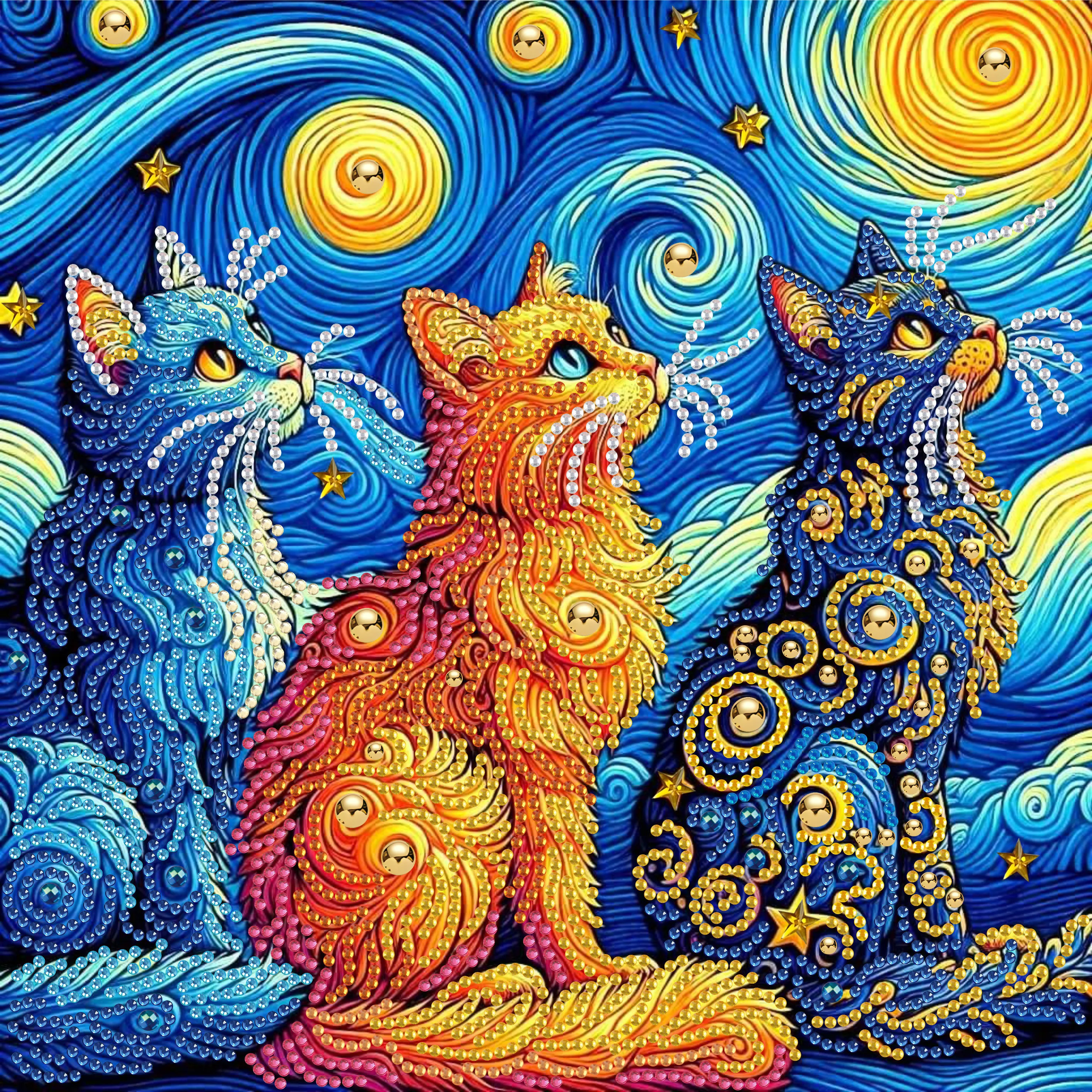 1 set of animal themed cat diamond painting set, DIY 5D color irregular crystal diamond partially inlaid painting design