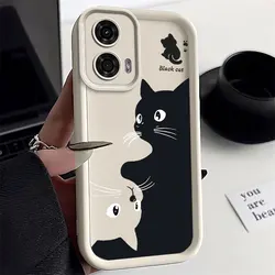 G24 Black and White Cat Sky Eye Ladder Phone Case For Motorola Moto G24 Cover