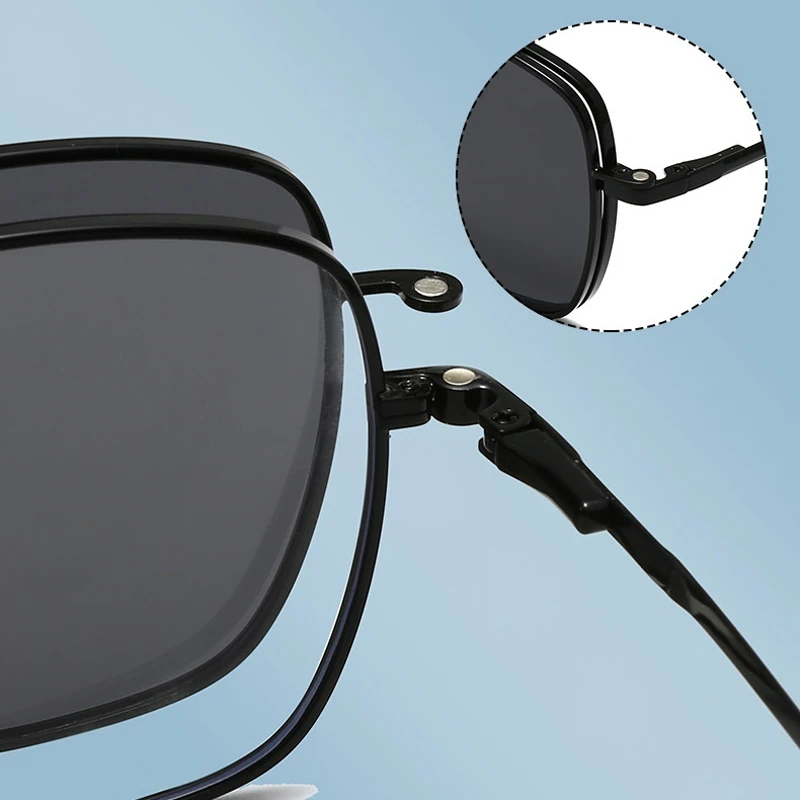 KIZN Sports 3 IN1 Big Frame Myopia Sunglasses 2025 Custom Men Women Magnetic Clip Polarized Prescription Reading Alloy Glasses O