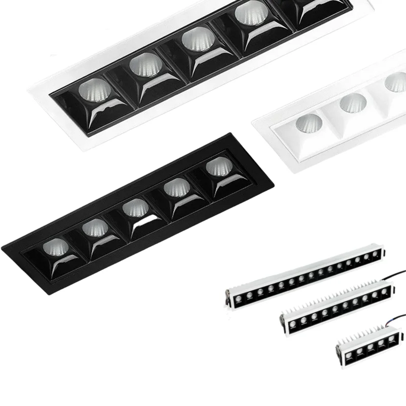 Dimmable LED Ceiling Lights 2W4W6W10W20W30W Recessed Strip bulb Shoot light COB Grille lamp Indoor Lighting LED Canister light