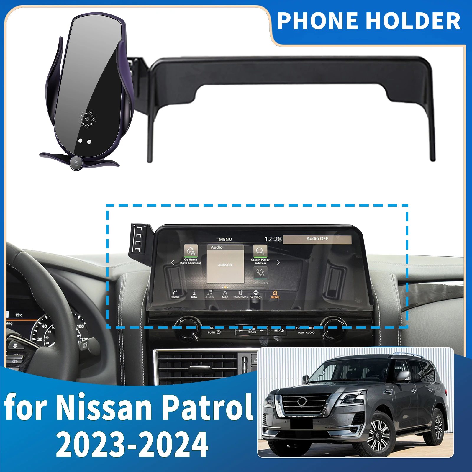 

fit for Nissan Patrol 2023 2024 Integrated Screen Mount Phone Holder Mount Car accessoires