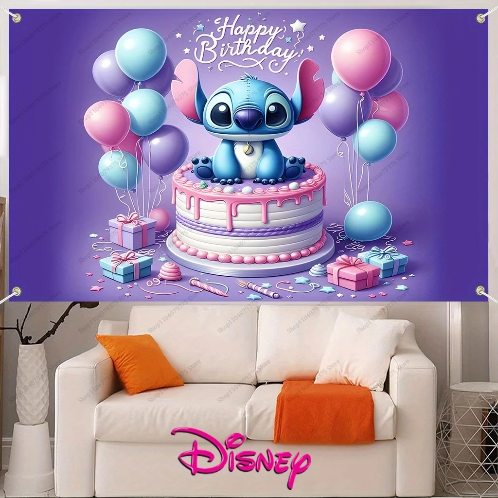 Disney Star And Stitch Sfondo Festa di compleanno Photo Booth Puntelli Punto Forniture per feste di compleanno Decorazioni rosa