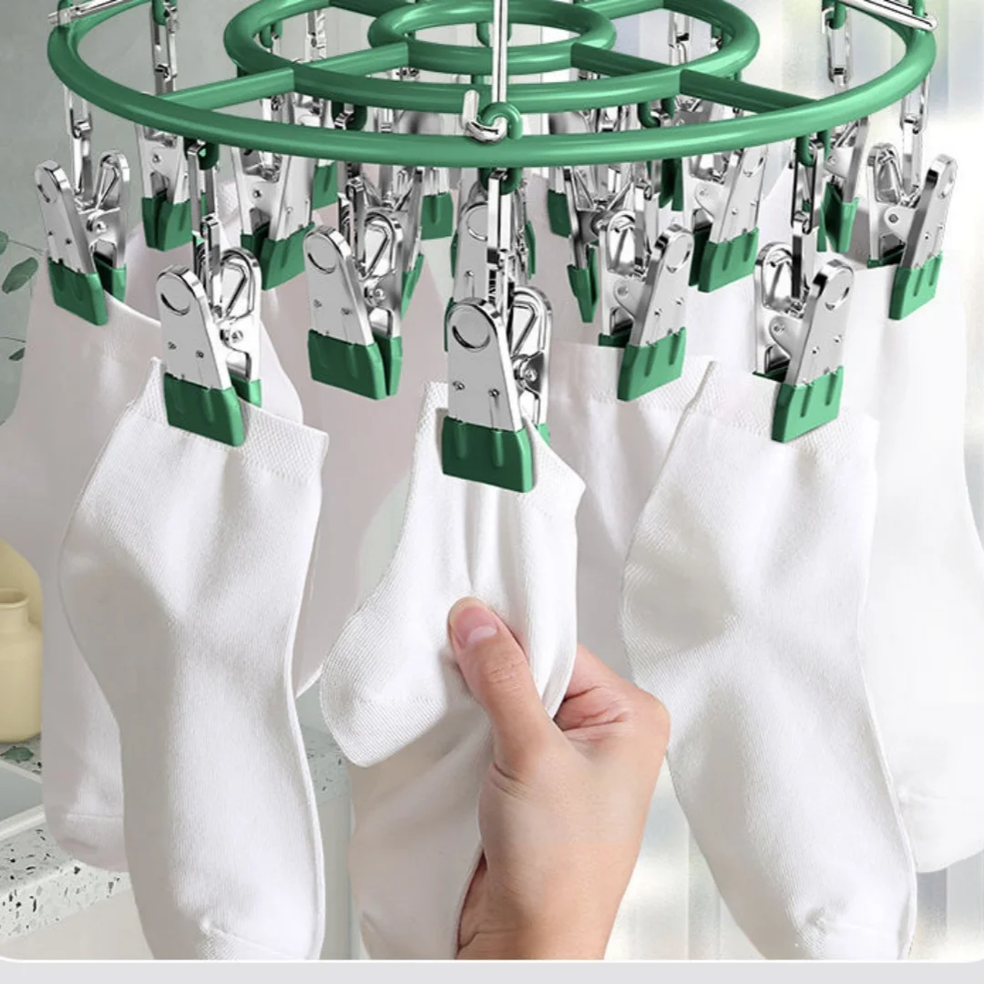 24 Clip Drying Sock Rack Multi-clip Household Hanging Rack Multi-functional Cool Underwear Sock Clip Baby