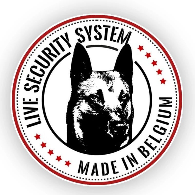 LIVE SECURITY SYSTEM MADE IN BELGIUM Belgian Malinois Car Sticker Vinyl Decal Waterproof Windshield Auto Accessories