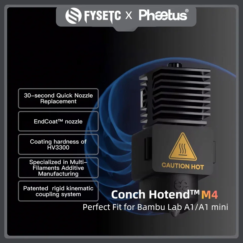 

Phaetus NEW A1/A1 mini Conch M4 Hotend со съемным наконечником 0,2/0,4/0,6/0,8 мм для принтера Bambu Lab A1/A1mini
