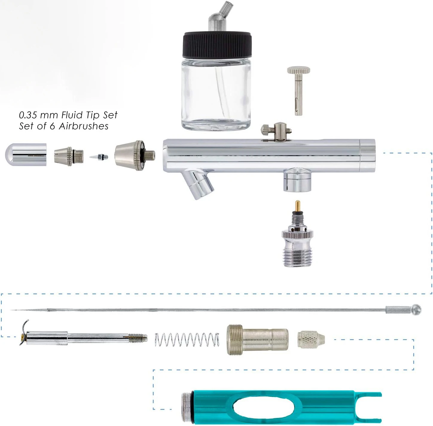 VEDA Multi-Purpose Precision Dual-Action Siphon Feed Airbrush 0,35mm Spitze 3/4 Unzen Flasche 1/6 Unzen Farbe tasse Cutaway Griff Airbrush