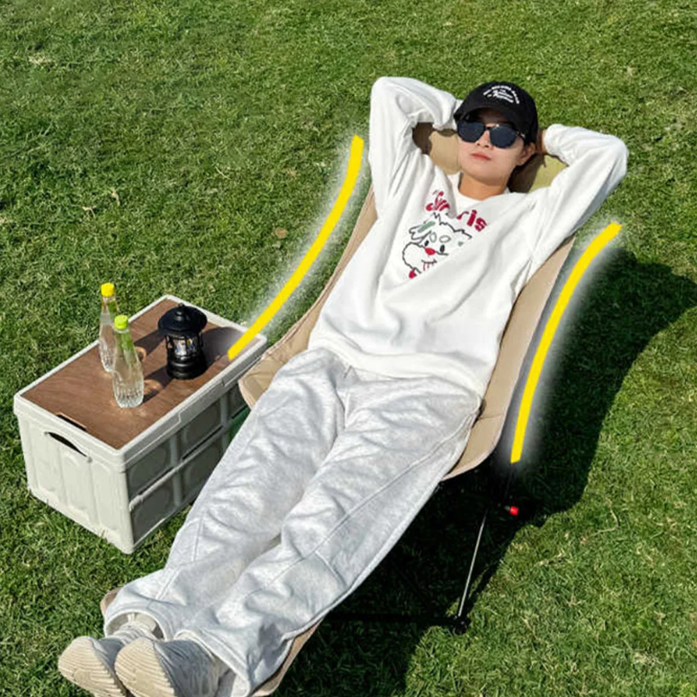 كرسي للاستلقاء في الهواء الطلق، كرسي قمر لاستراحة الغداء في المكتب قابل للطي، مسند ظهر قابل للتعديل بثلاثة أوضاع، كرسي أريكة للتخييم كسول #4