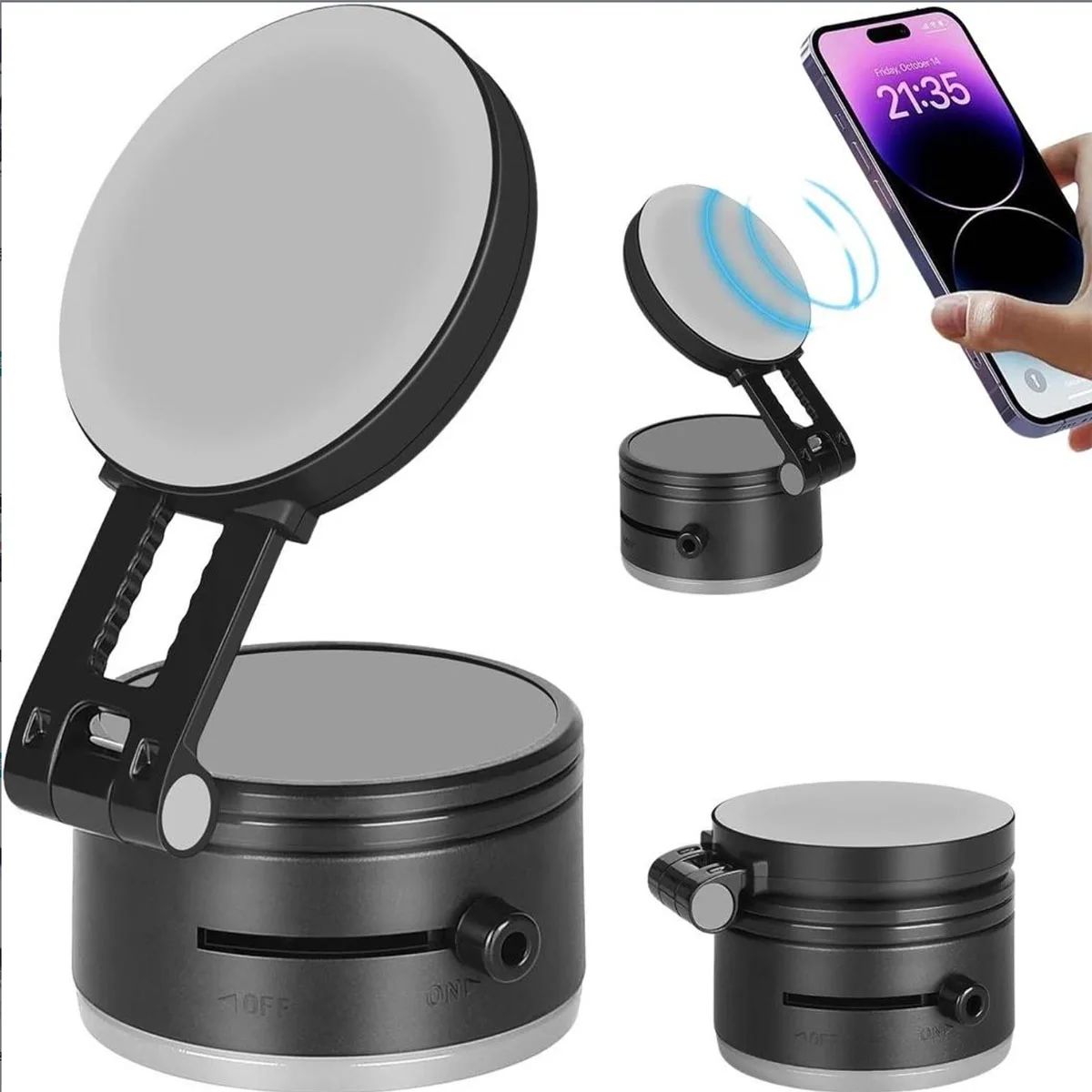 Upgraded Foldable Magnetic Car Phone Holder – 360° Rotatable Extendable Suction Mount for Dashboard, Tile & Glass, ABS Design