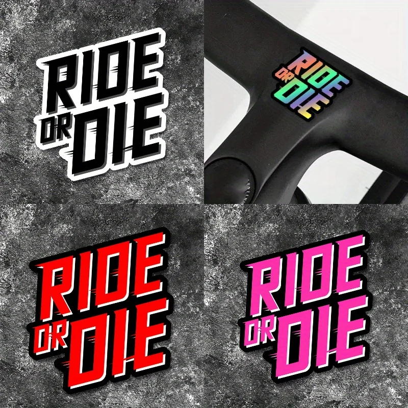 1 ピース RIDE OR DIE オートバイ＆自転車 - 防水ビニールネオンレインボーステッカー（RIDE OR DIE）マウンテンバイク用