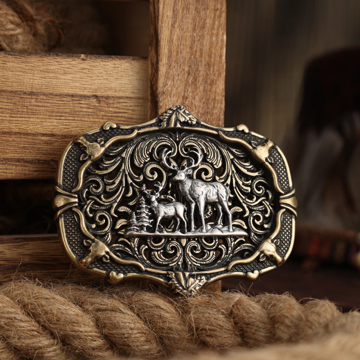 A Belt Buckle Head - A Western Cowboy-Style Belt Buckle Head - A Metal Buckle Head