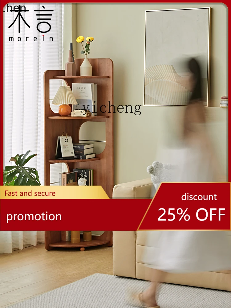 YFY  New Pavilion Corner Storage Rack Solid Wood Triangle Cabinet Small Apartment Living Room Corner Display Shelf