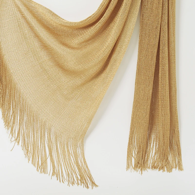 Fashion Glitter Polyester Hijab Summer Tassel Shawl For Muslim Women Solid Color Long Scarf Elegant Ladies Wrap Headband160*50cm