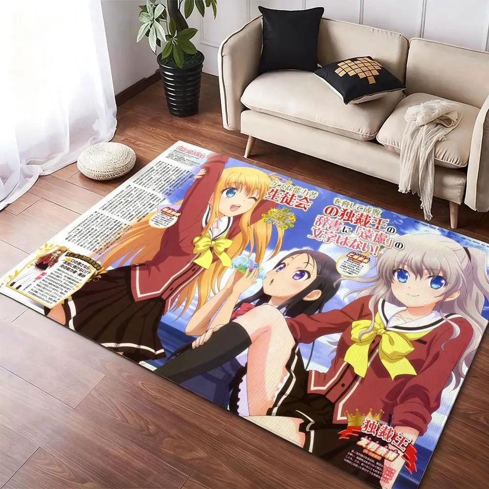 C-Charlottes Cute sexy anime Floor Mat Soft Thickened Non-Slip Door Mat for Living Room Home Decor Flannel Rugs