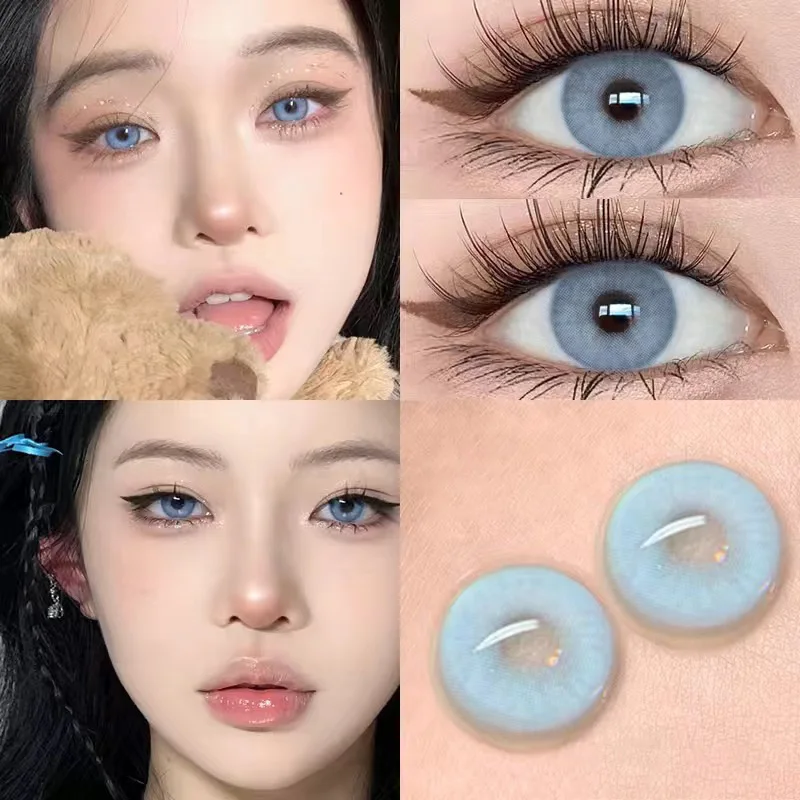 YIMEIXI 1Pair New Colored Contact Lenses Cosmetics For Eyes Natural Prescription Myopia Lenses Blue Beauty Pupil Free Shipping