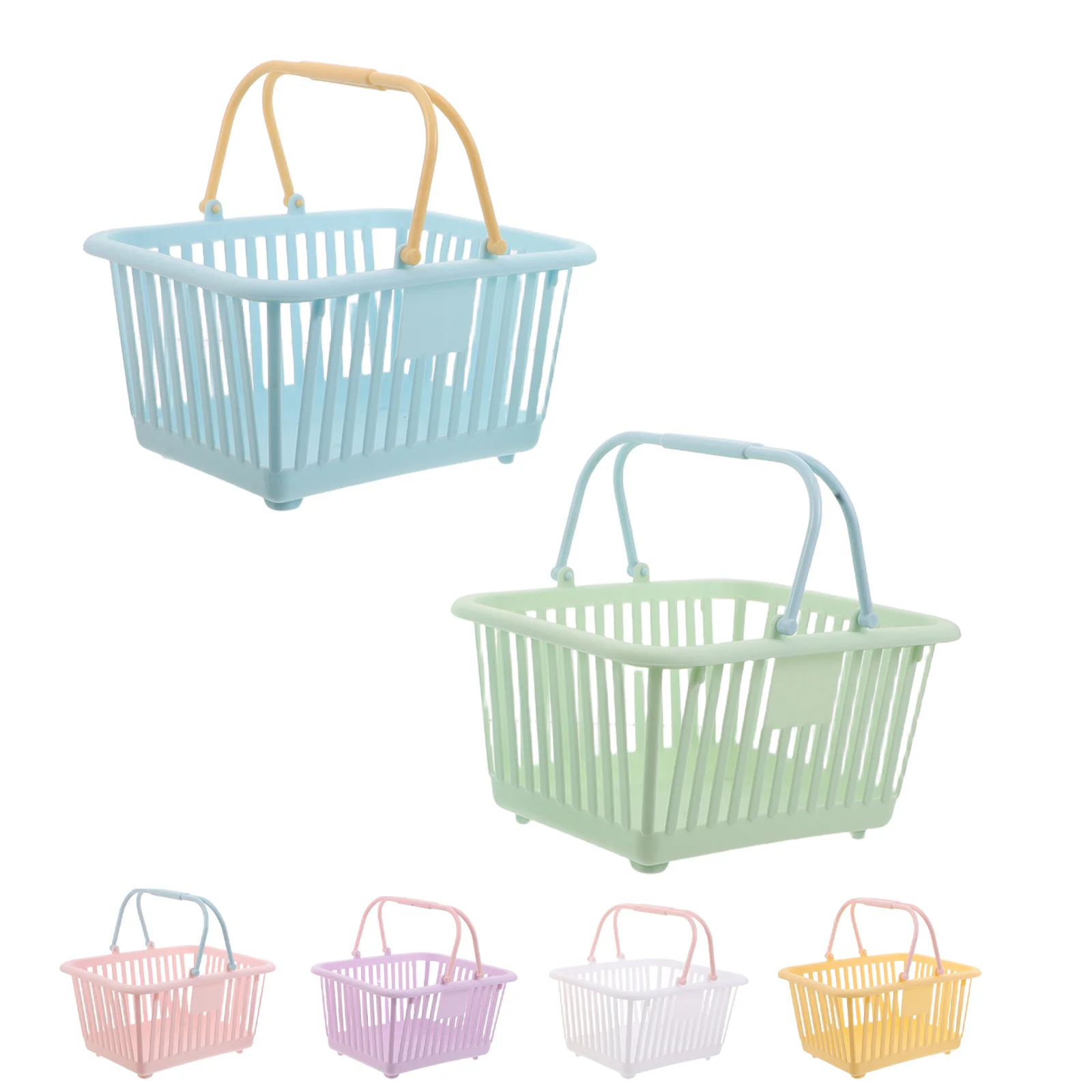 سلة تخزين كبيرة قابلة للطي بلون معكرون، حاوية تنظيم بلاستيكية محمولة للتسوق والمطبخ المنزلي وسلة الاستخدام اليومي #4