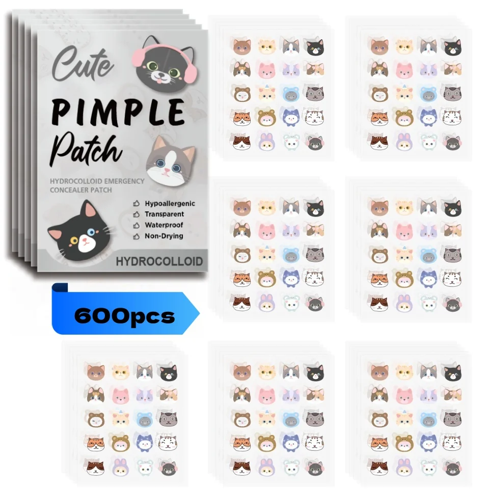 Parches para el acné con ácido salicílico: pegatinas invisibles y lindas en forma de gato para luchar espinillas y calmar la piel