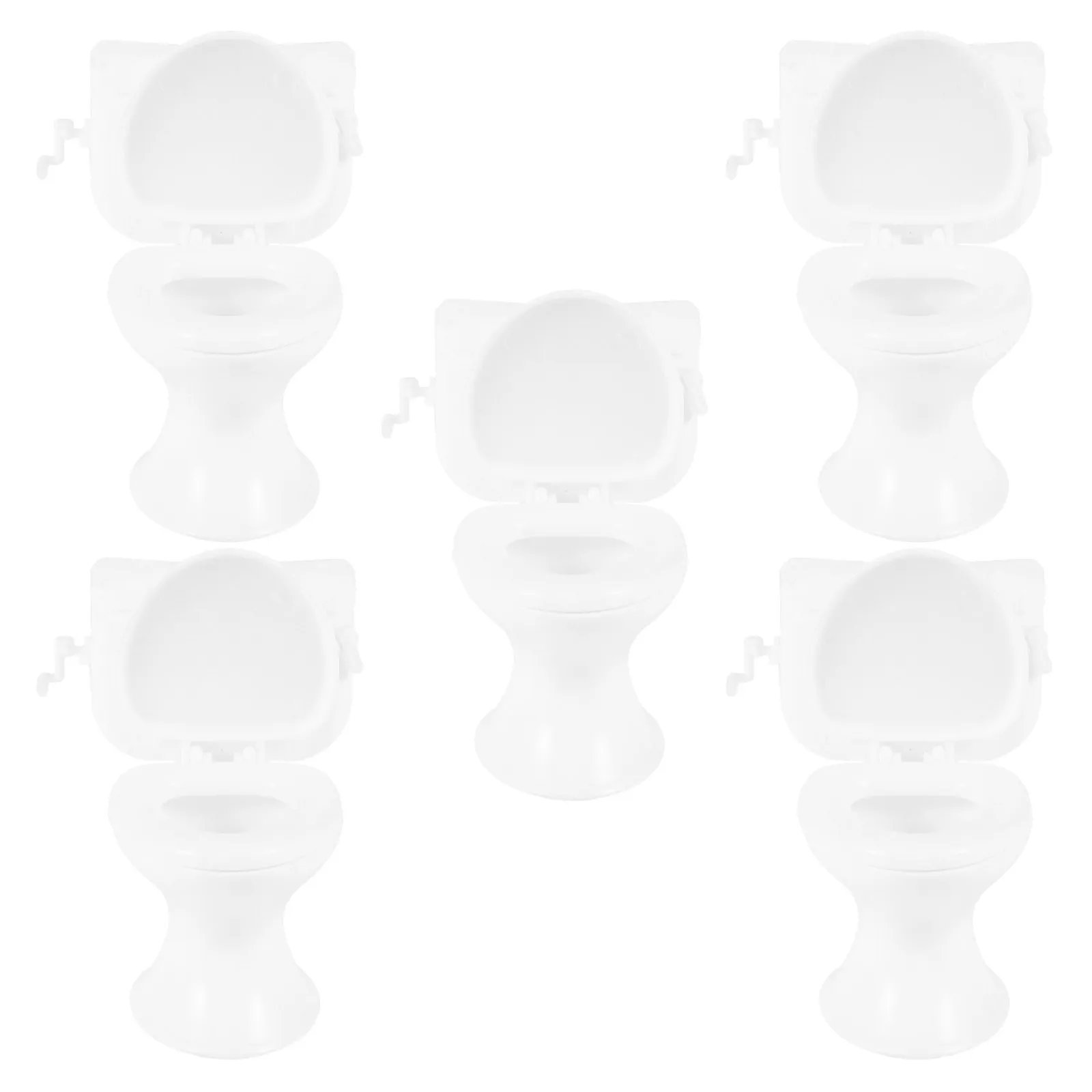 

5Pcs Miniature Toilet House Accessories High Simulation Plastic Toilets Tiny Bathroom Decoration Realistic Mini Potty for Mini