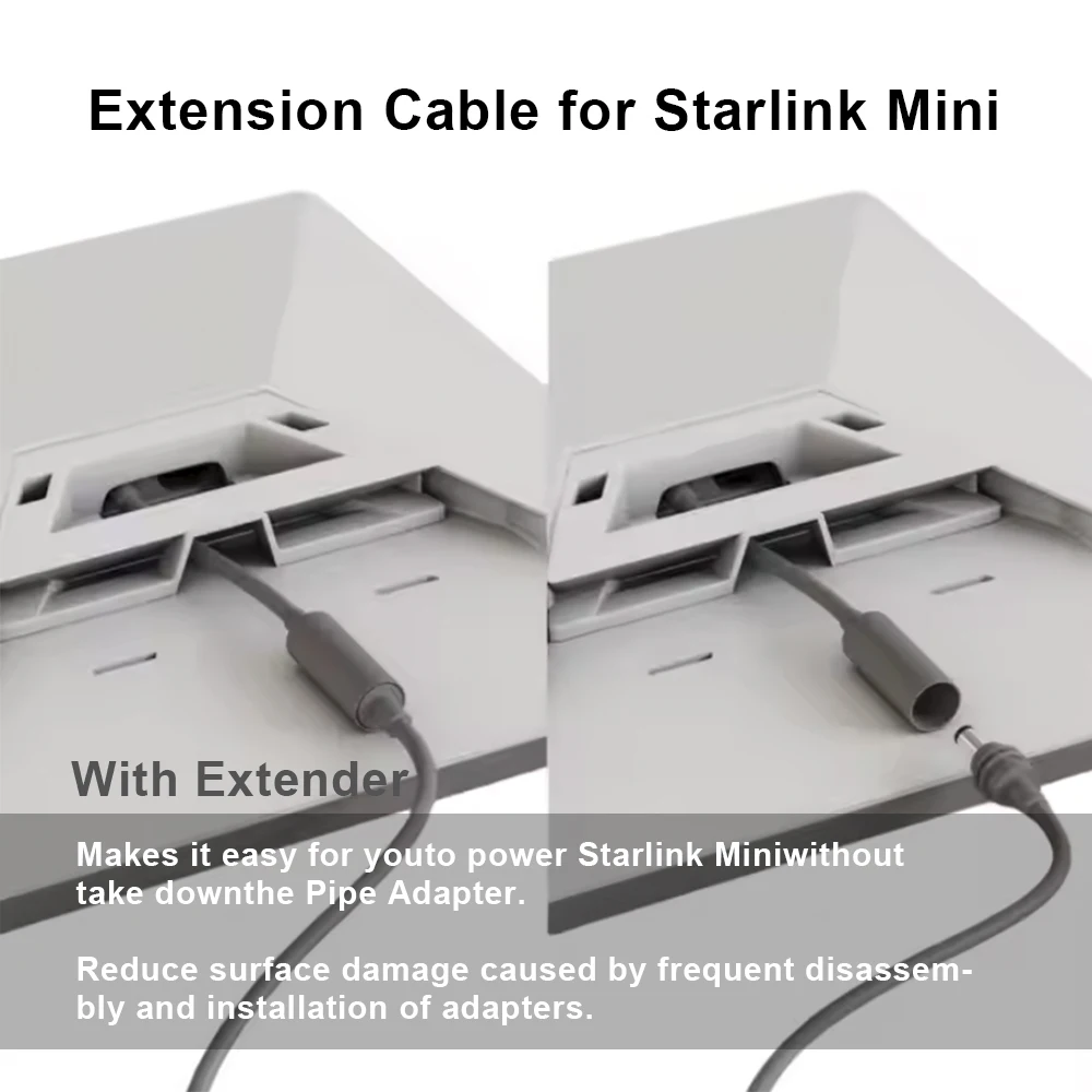 For Starlink Mini DC Extension Cable Female to Male Plug Waterproof Power Converter Adapter Hole Extender