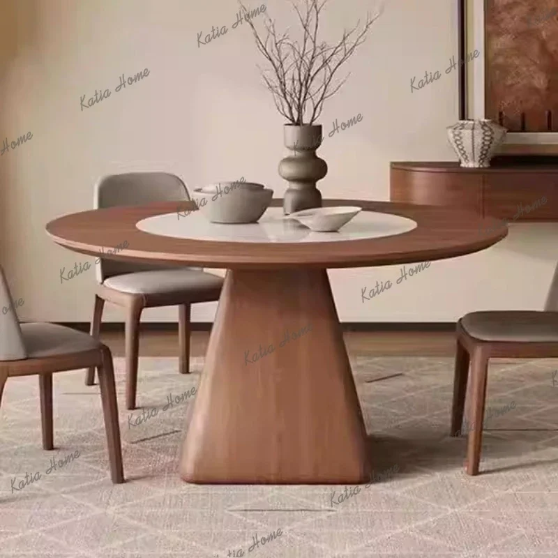 LD Embedded Rock Dining Table Electric Turntable Invisible Induction Dining Table Warming Home Furniture